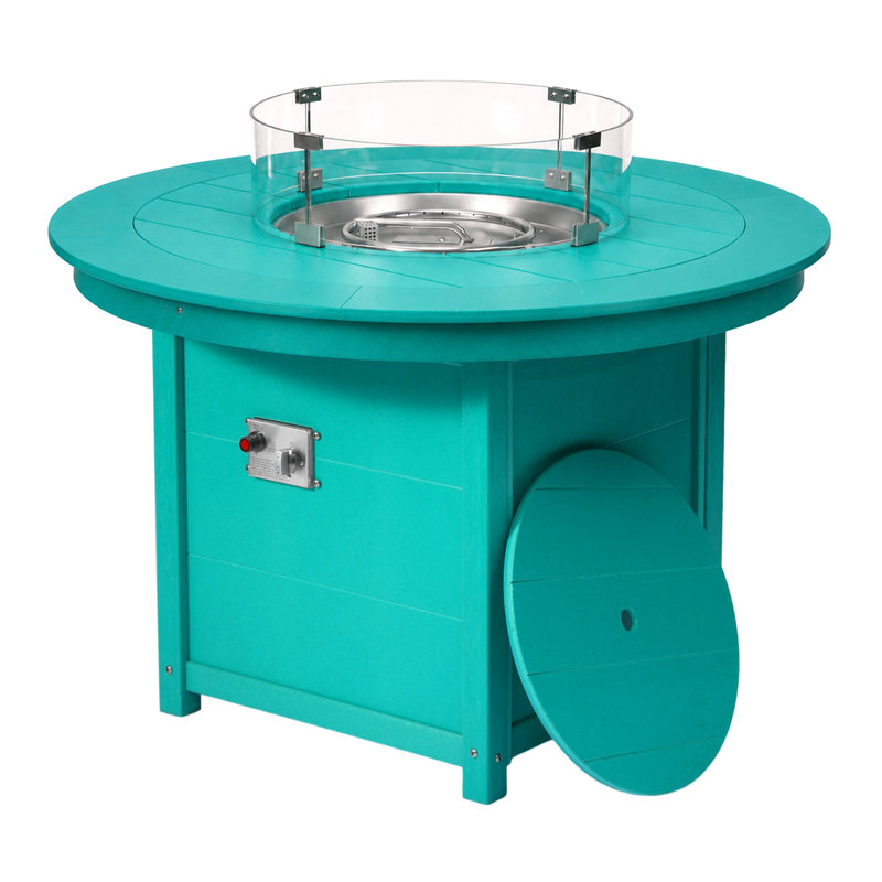 Table ronde de foyer d'extérieur 47 po, 37.5" H x 47.25" W x 47.25" D, Teal