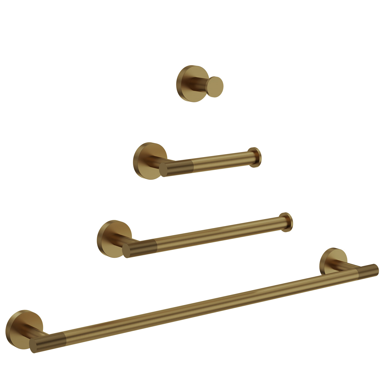 Knurled 4-Piece Stainless Steel Bath Hardware Set, Brushed Gold