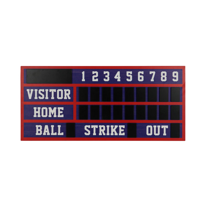 Baseball Scoreboard Sign Wood Wall Decor, Red/Navy/Purple