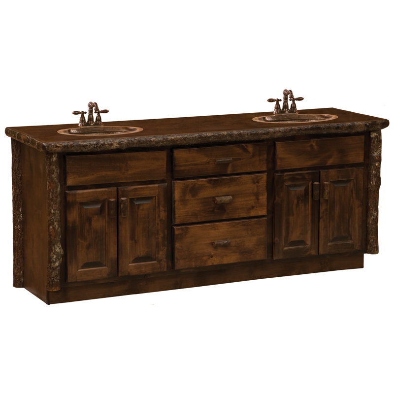Fireside Lodge Hickory Log Vanity - 6-foot - without Top - Espresso - Double Sink