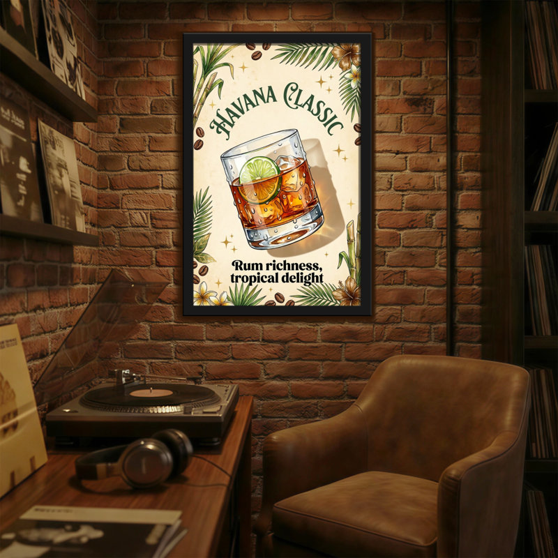 Fashion Havana, cocktail classique avec de la lime et de la glace, H 18 po x l 12 po