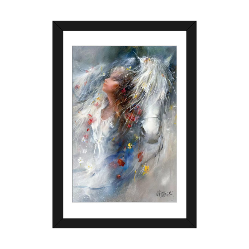 «Pensées», reproduction sur toile, Papier beaux-arts encadré noir, Blanc, H 24 po x l 16 po x P 1 po