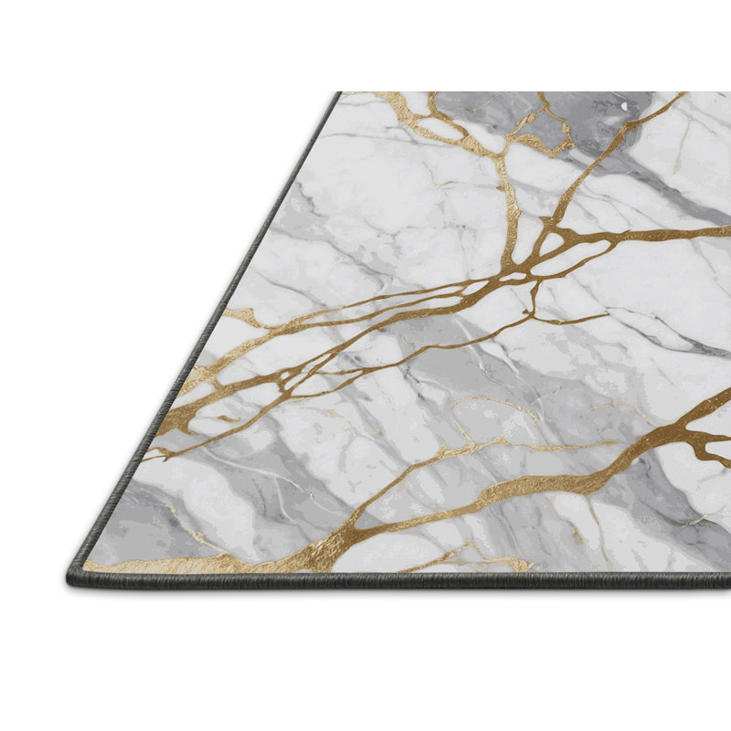 Tapis gris soyeux et moelleux, Rond 6 pi