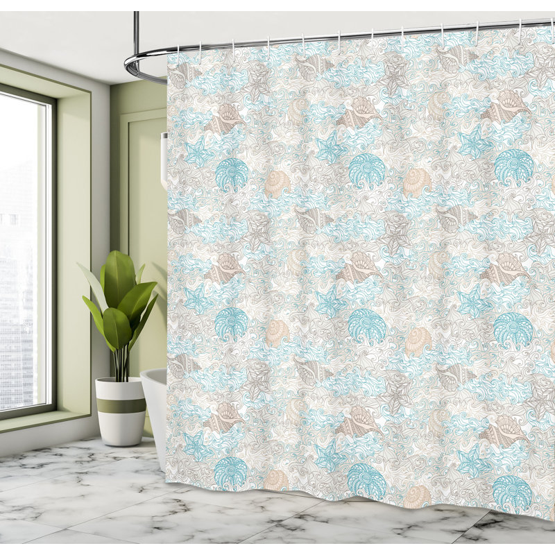 Shower Curtain with Hooks Included, 70" H x 69" W