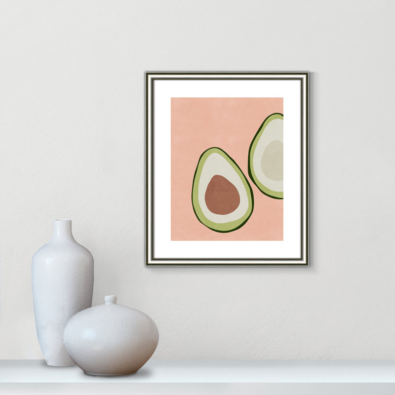 Avocat tranché - reproduction d'art, Papier, Papier avec cadre argenté, H 19 po x l 16 po x P 0,875 po