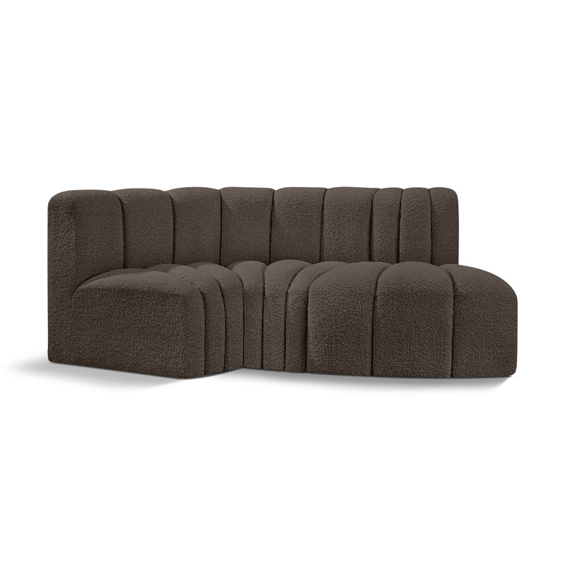 Hubertus Upholstered Curved Sectional Reversible, Brown Boucle Fabric