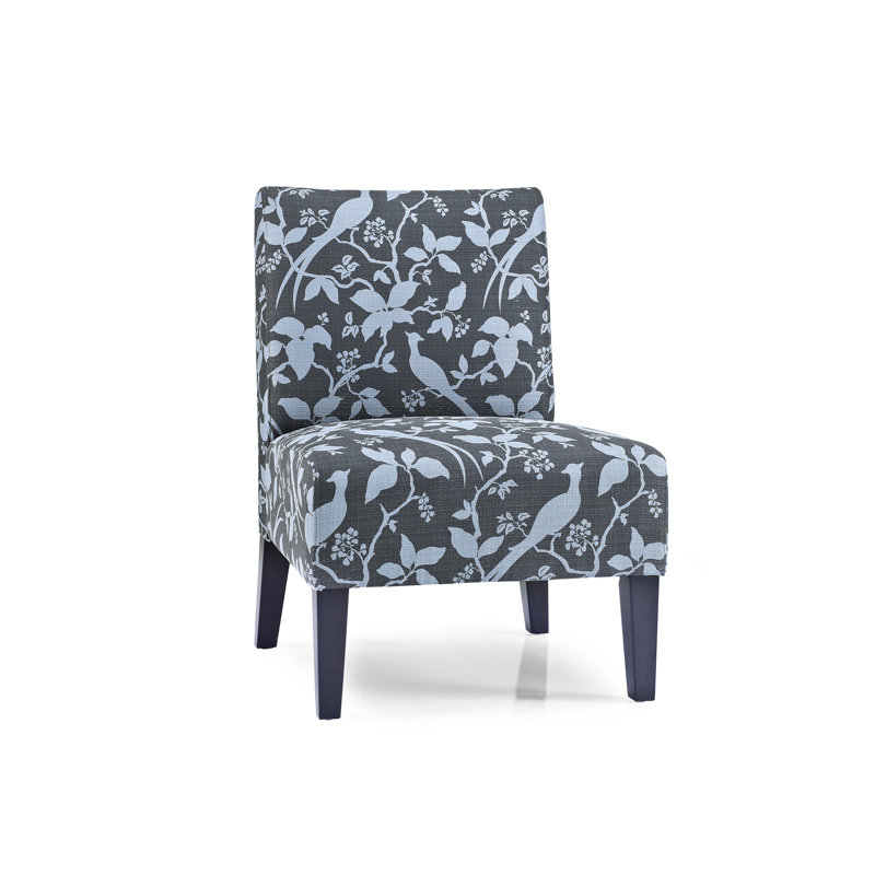 Gerace Upholstered Slipper Chair, Floral Teal