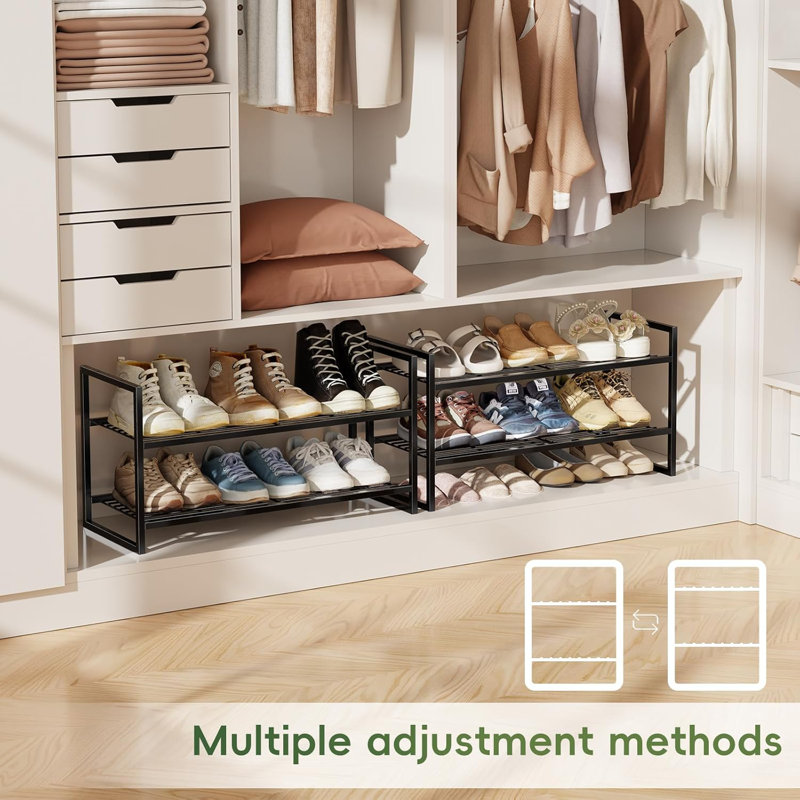 2-Tier Stylish Shoe Rack with Square Frame