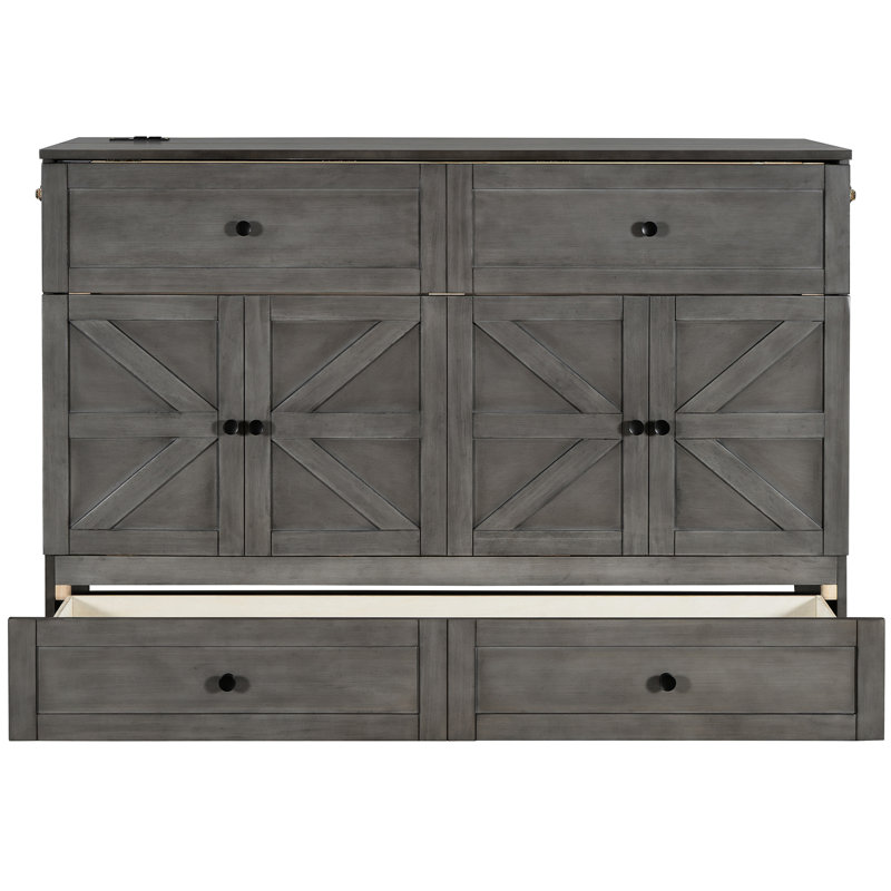 Lit gris brossé avec rangement et ports robustes. Renforcez l'accès à votre grand lit. Redéfinir l'espace, Grand lit, Gris