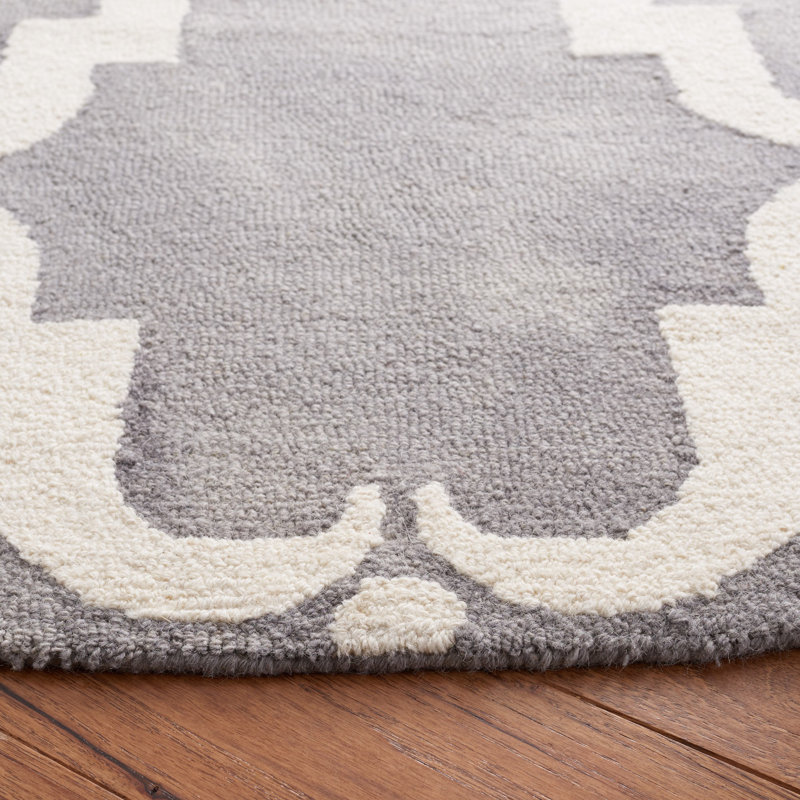 Dip Dye Hand Tufted Wool Geometric Rug, Round 7'