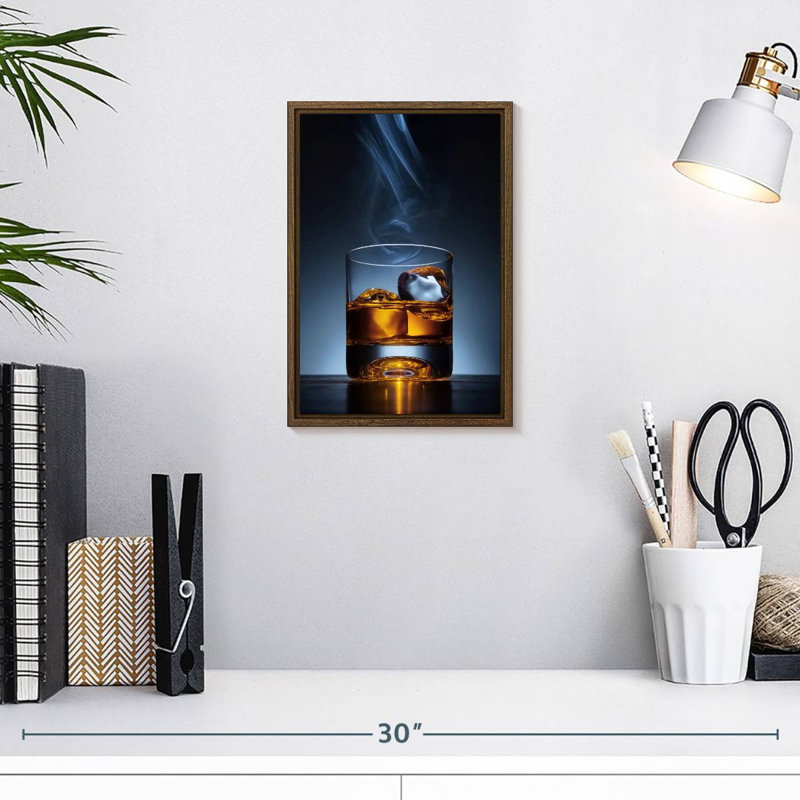 Cool Whisky, 9" x 13", Cadre flottant noyer