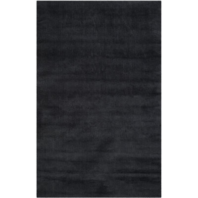 Tapis noir en laine touffeté à la main Frann