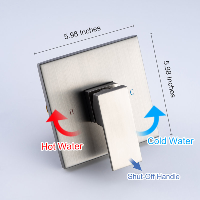 Rainlex Square Pressure Balanced Complete Shower System With Rough-in Valve, Brush Nickel