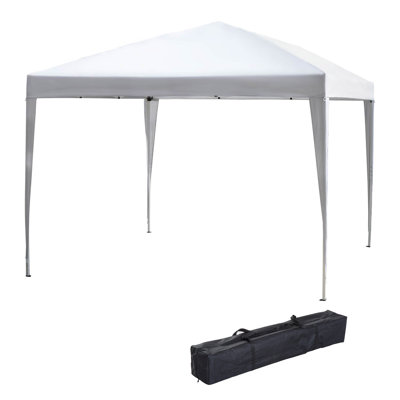 3x3m Height Adjustable Pop Up Gazebo, 210d Oxford Fabric Party Tent With Uv & Water Resistant Canopy, Steel Frame, Carry Bag, White