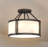  3-Light Indoor Antique Bronze Semi-Flush Mount Ceiling Fixture with Light Beige Linen Drum Shade and Frosted Lens Bottom