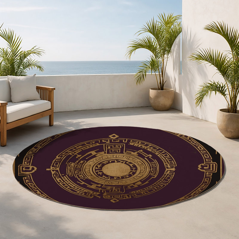 Tapis intérieur et extérieur Fleur Royale, Rond 5 pi