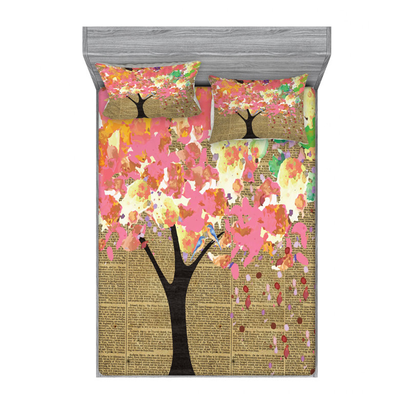 Tree Microfiber Sheet Set, Queen Sheet Set + Fitted Sheet + 2 Pillowcases