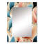 Dejanee bleu et beige à plumes élégantes - miroir décoratif abstrait, miroir mural abstrait, impression sur métal-1340320966