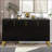 Modern Luxury Black Sideboard with 4 Doors, Adjustable Shelves &amp; Metal Accents | Particle Board, MDF