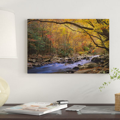 " Little River Flowing Through Autumn Forest, Great Smoky Mountains National Park, Tennessee " Color Photography Print