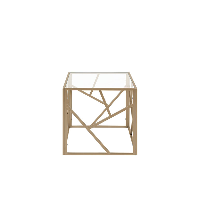 Marquise Glass Top Frame End Table, Gold