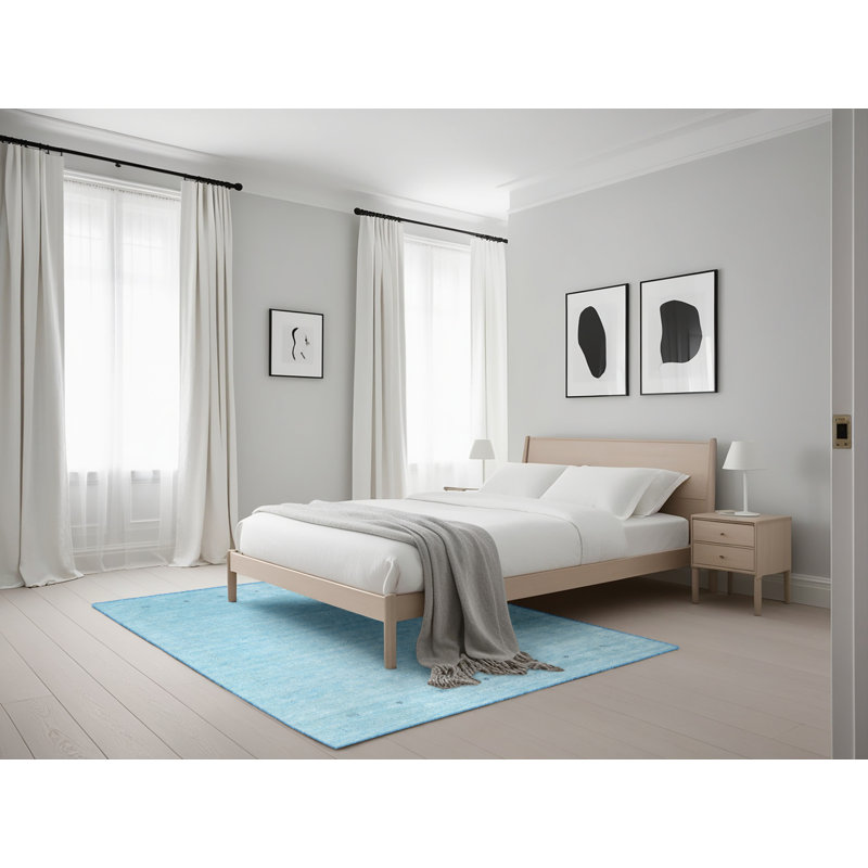 Tapis de zone bleu contemporain, Rectangle 5 pi x 7 pi