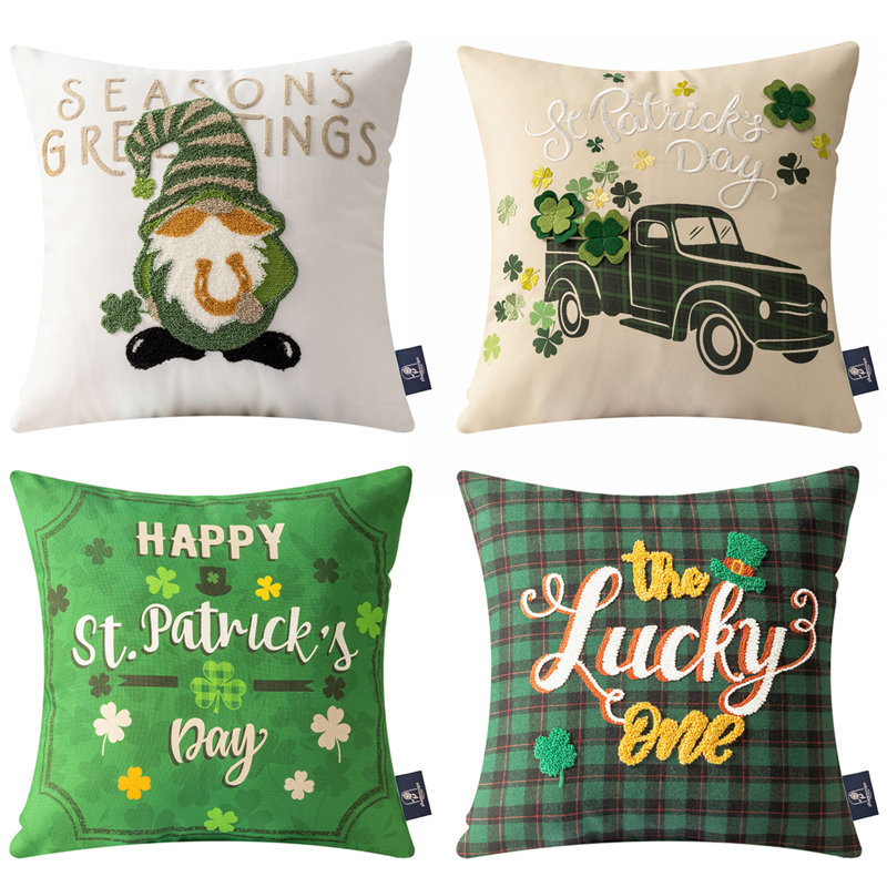 Housses de coussin Day Lucky Clover, paquet de 4, Pillow cover & insert, St. Patricks Embrace