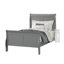 Élégant lit de style traîneau gris avec pieds en bois massif et support, parfait pour les chambres contemporaines et transitionnelles.-849137118-849137108