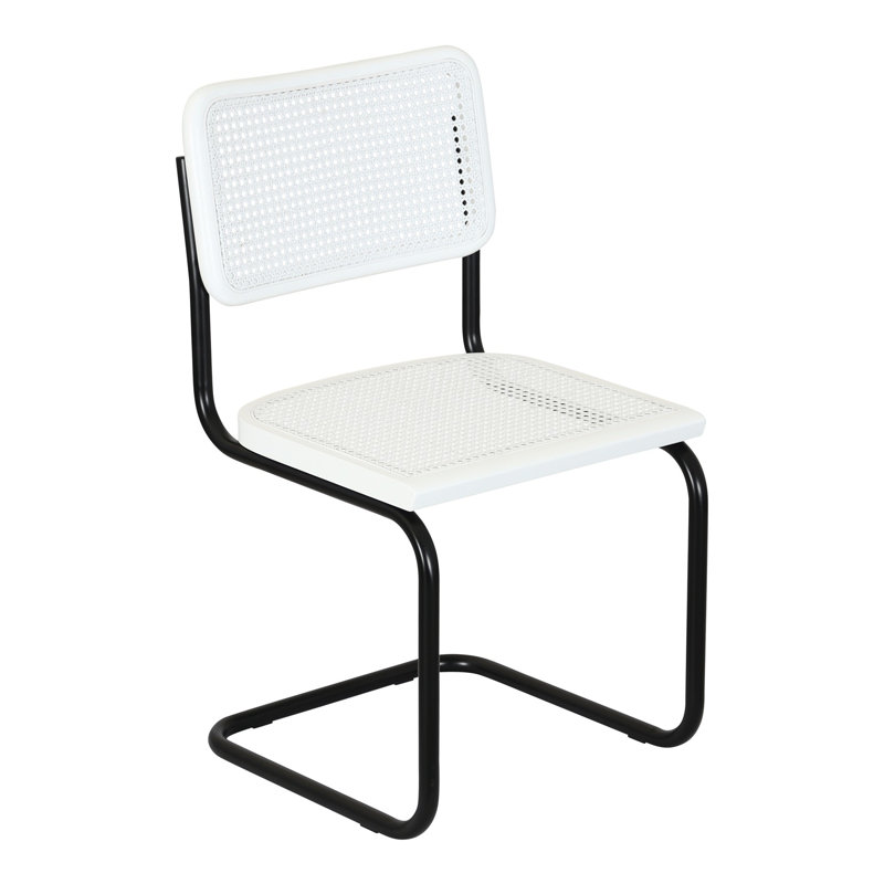 Marcel Breuer Cesca Cane Cantilever Dining Side Chair, White/Black