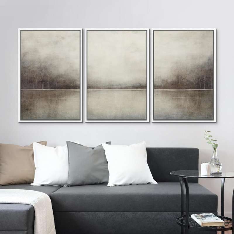 Minimal Landscape 3 pièces, Blanc, H 24 po x l 16 po x P 1,5 po