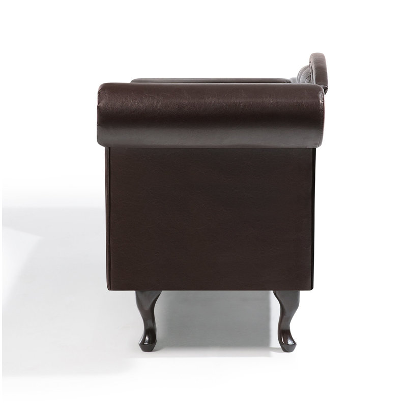 Ekstrom Faux Leather Chaise Lounge, Brown