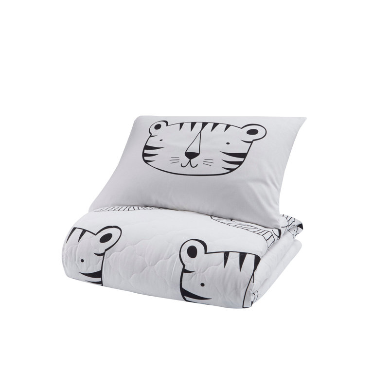 Couvre-lit 100% coton blanc / noir Antonucci, Couvre-lit 71 po x 89 po