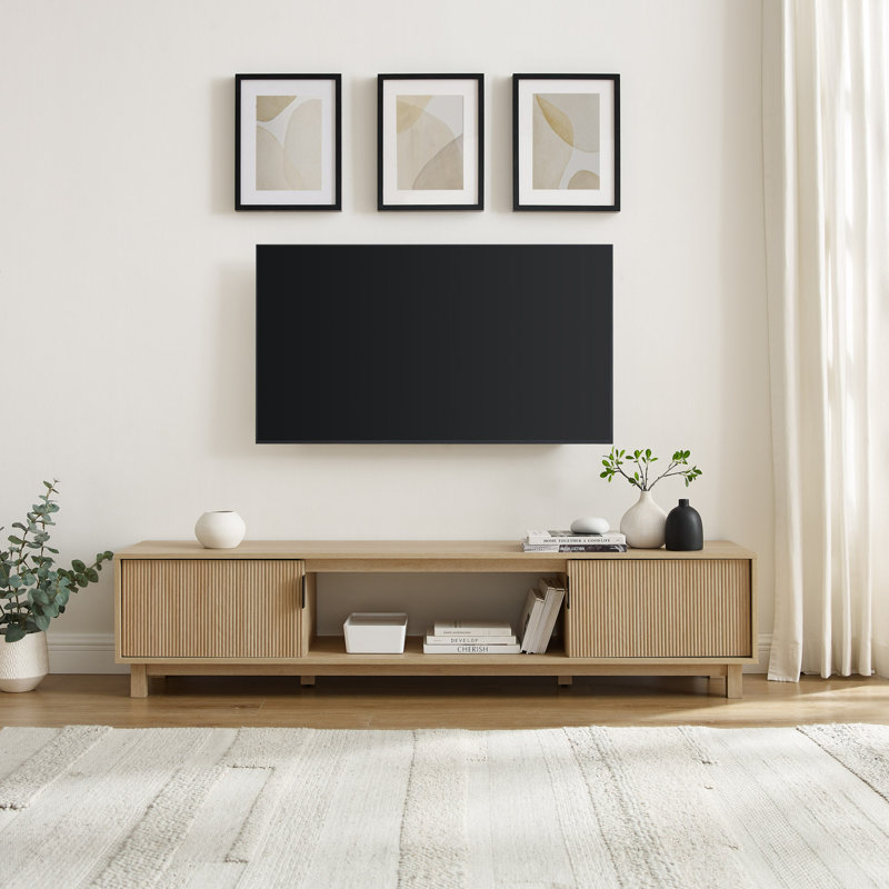 Farmann Reeded 2-Door TV Stand, Coastal Oak, 70" W