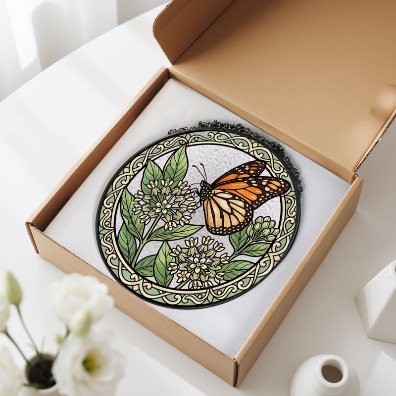 Vitrail de vitrail papillon Butterfly, 7,8 heures, 7.8"H