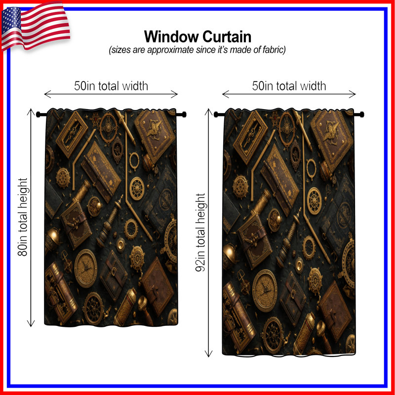 Rideaux, voilages et voilages Steampunk de la collection Accessoires Steampunk - 1 panneau, 50 po x 92 po - 1 panneau