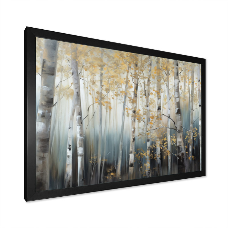Ruwen Birch Tree Dense Forest V - reproduction d'art sur toile encadrée, Cadre noir, H 34 po x l 44 po x P 1,5 po