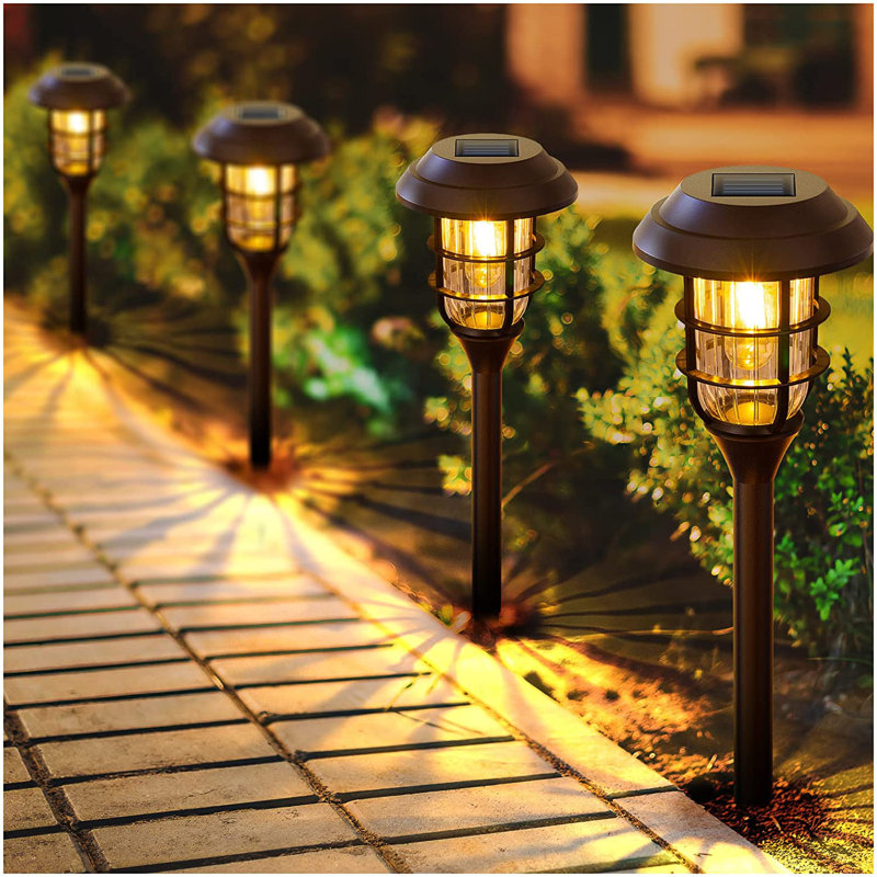 Clear Plastic Solar LED Pathway Lights with Dusk-to-Dawn Sensor, 8-Pack