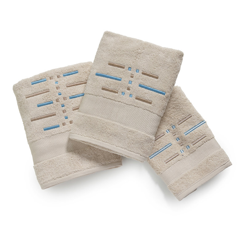 Ardus Plush Hand Towel, Sand/Blue