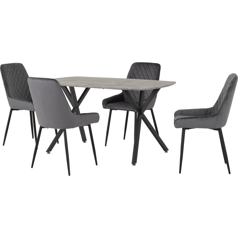 Mizel 4 - Person Dining Set, Grey, Concrete Effect