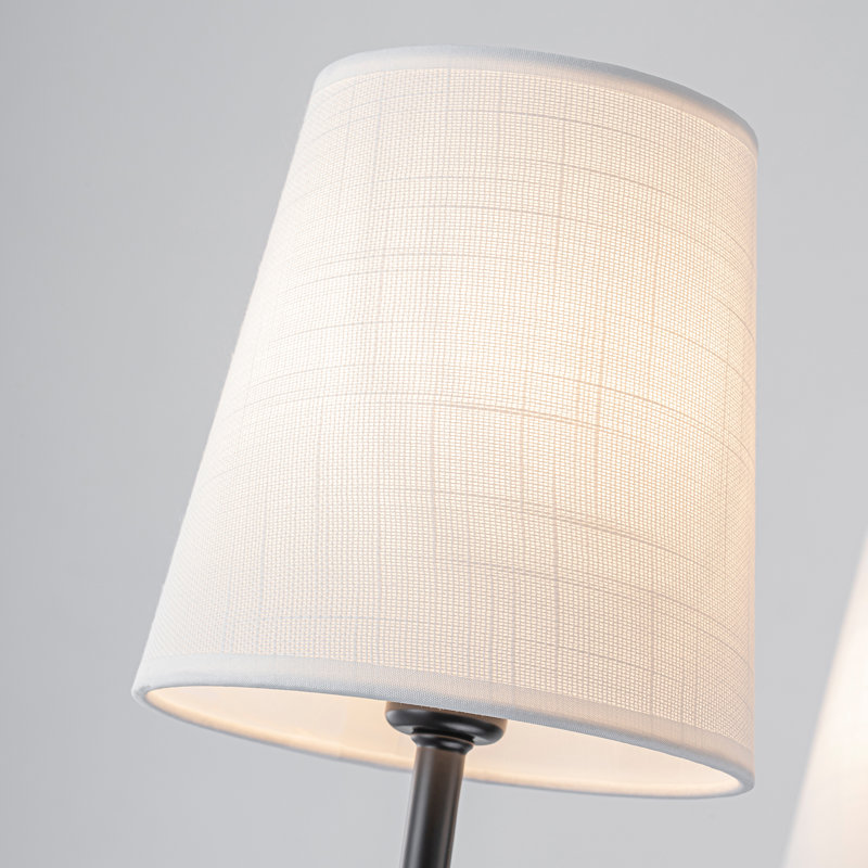 Agathon 4-Light Transitional Modern Chandelier With White Fabric Shades, Matte Black