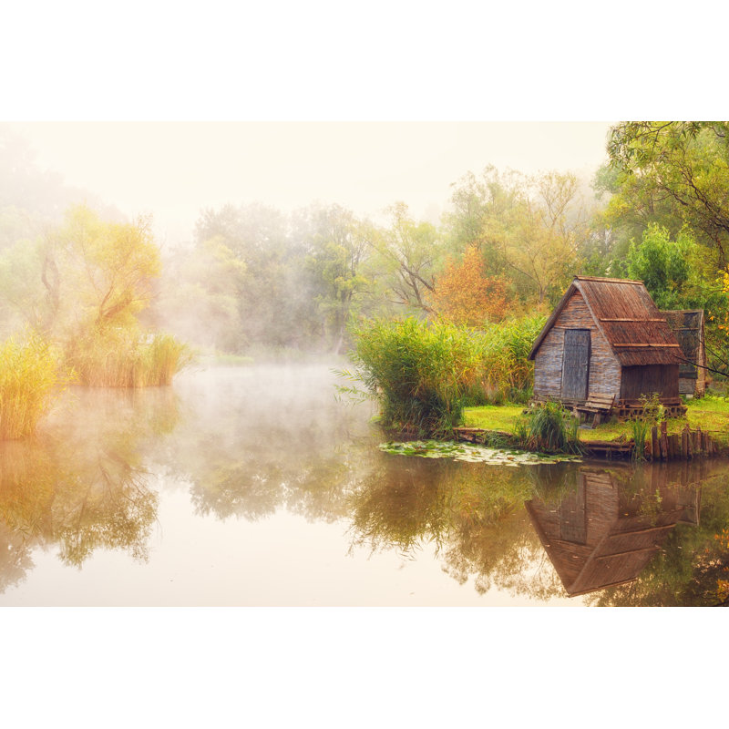 Pond Engulfed In Fog by OliverLeicher - Wrapped Canvas Print, 30cm H x 46cm W