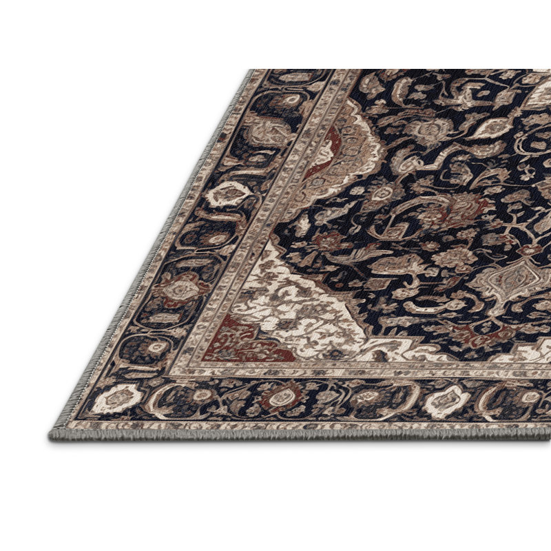 Machine Washable Persian Gray Area Rug, Round 5'