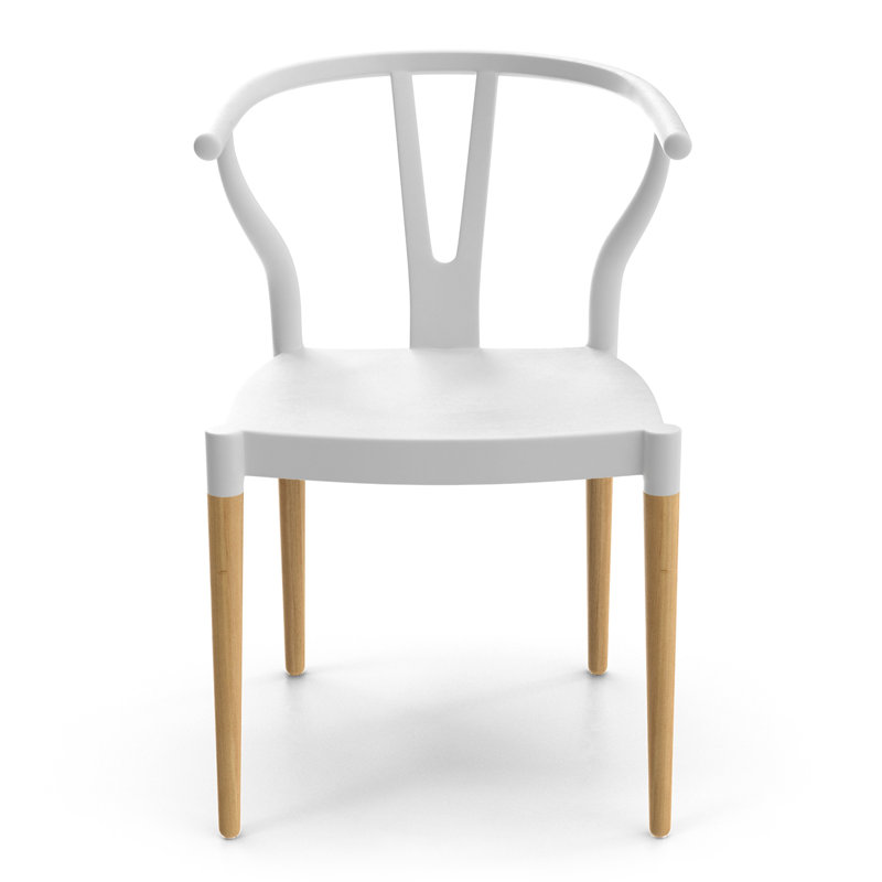 Chaise avec accoudoirs à dossier en lattes Jase, Blanc