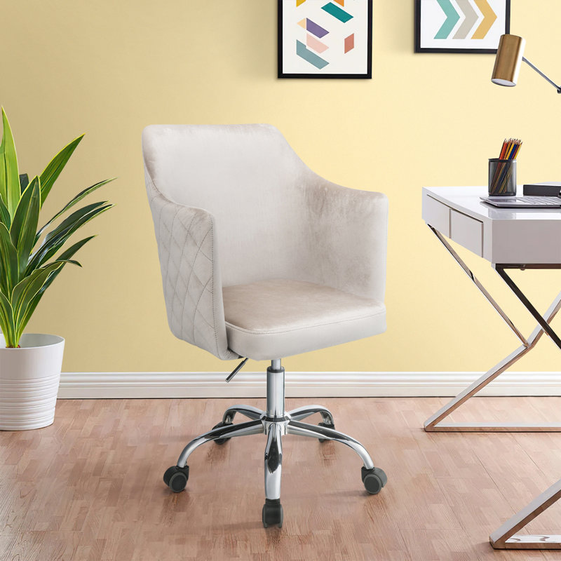 Chaise de bureau pivotante champagne et chrome