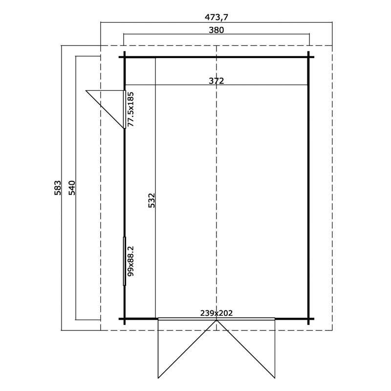 Lasita Yarik 18 x 12.5 Ft. Log Cabin Garage With Side-Hung Garage Doors (40mm)