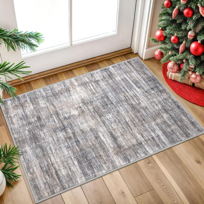 Tapis d'entrée moderne moderne 2 x 3 beige gris petit tapis