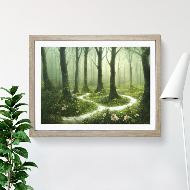 Fanciful Spring Forest - Framed Print, 34cm H x 46cm W x 2cm D, Oak