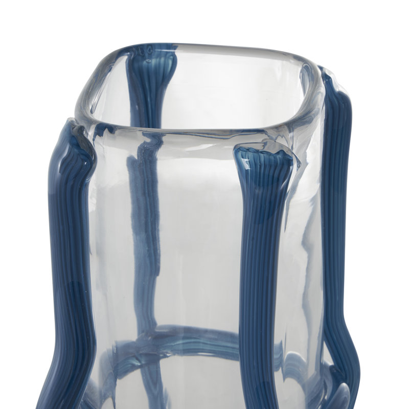 Ahren Recycled Glass Table Vase, Blue, 12.00" H x 4.80" W x 4.95" D