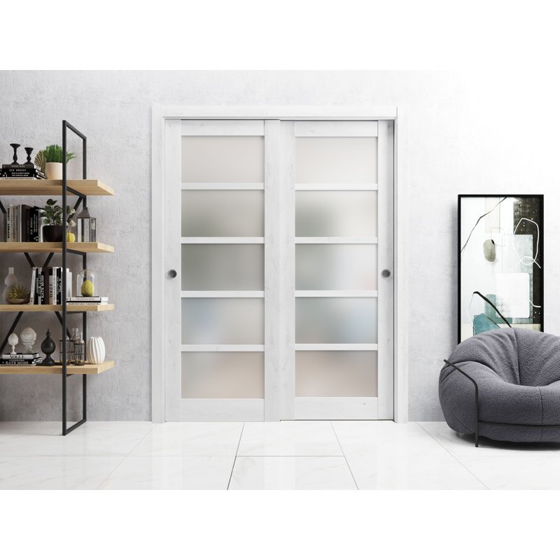 Portes à panneaux coulissantes à panneaux Quadro, 36 po x 84 po, Blanc nordique