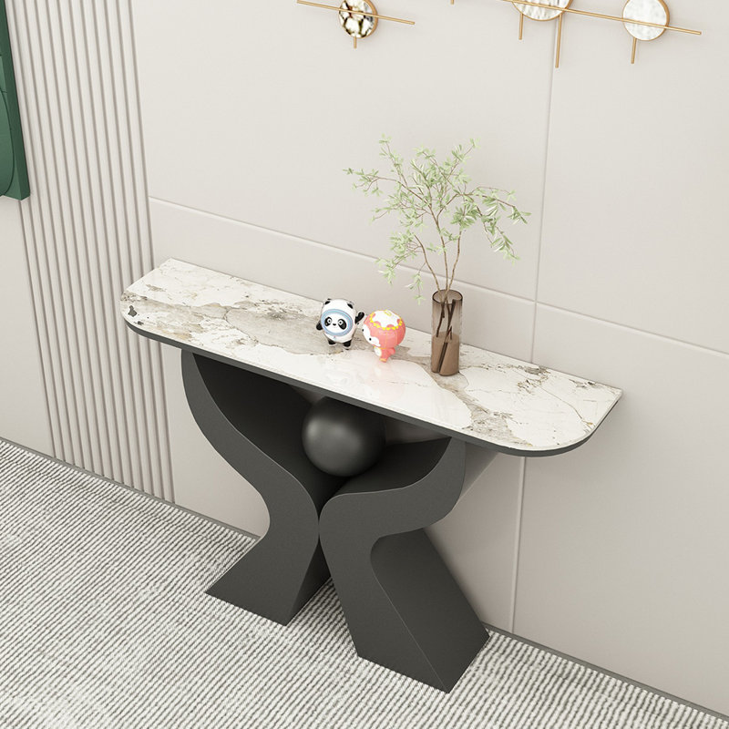 Console de style moderne en pierre frittée, H 31,5 po x l 55 po x P 11,8 po, Noir